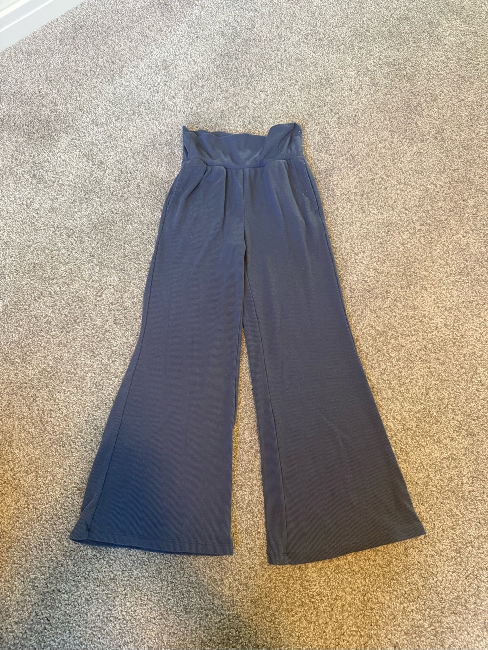 art class Navy/dark gray Wide-Leg Girls Sweatpants with High Waist. Medium